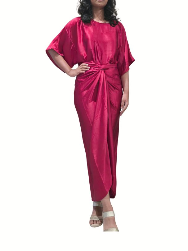 Red Satin Silk two piece -tie up kit