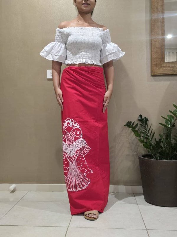 Red crafted designed sarong