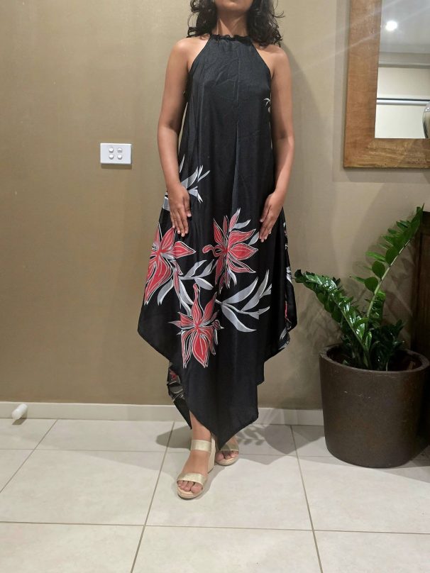 Black satin silk Dress