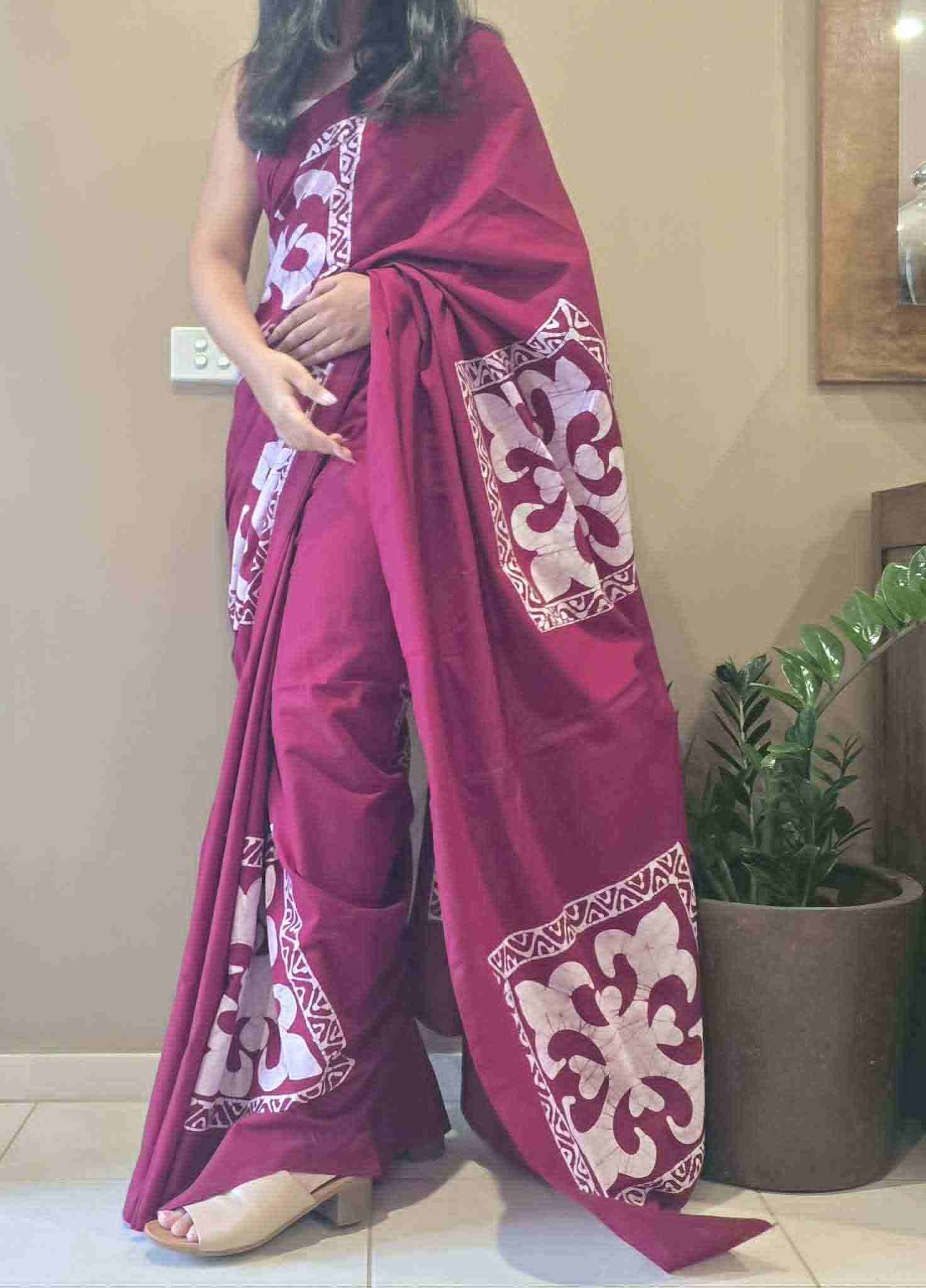 Cotton Batik Saree - Image 7